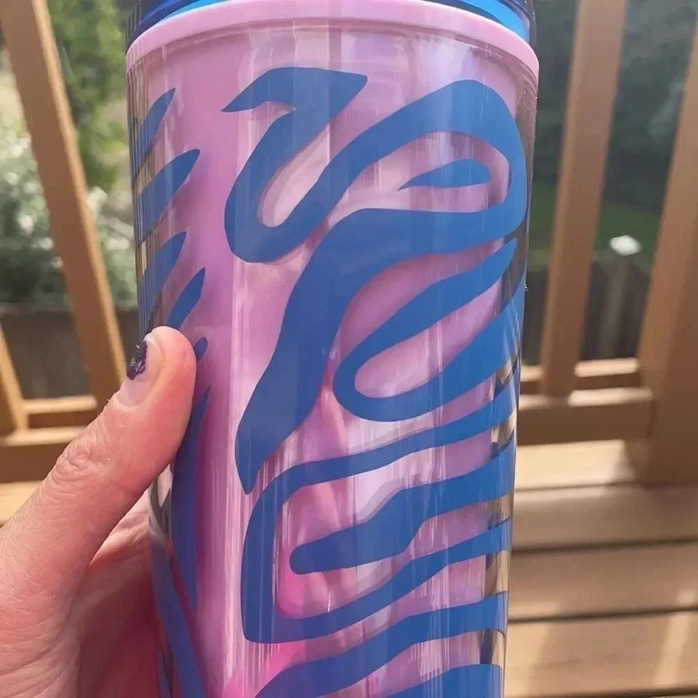 Starbucks blue and pink zebra venti 24 Oz tumbler